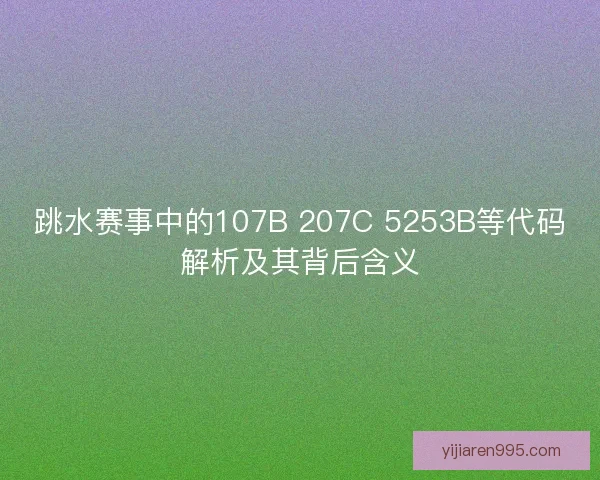 跳水赛事中的107B 207C 5253B等代码解析及其背后含义